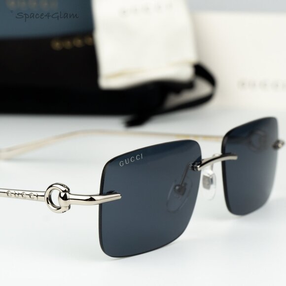 Gucci Women Sunglasses Silver Blue Rectangle GG1703S 003 BRAND NEW - Picture 4 of 12